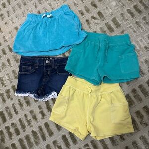 Lot of Cat & Jack Kids Shorts Set - Blue, Teal, Yellow, Denim 4-5t